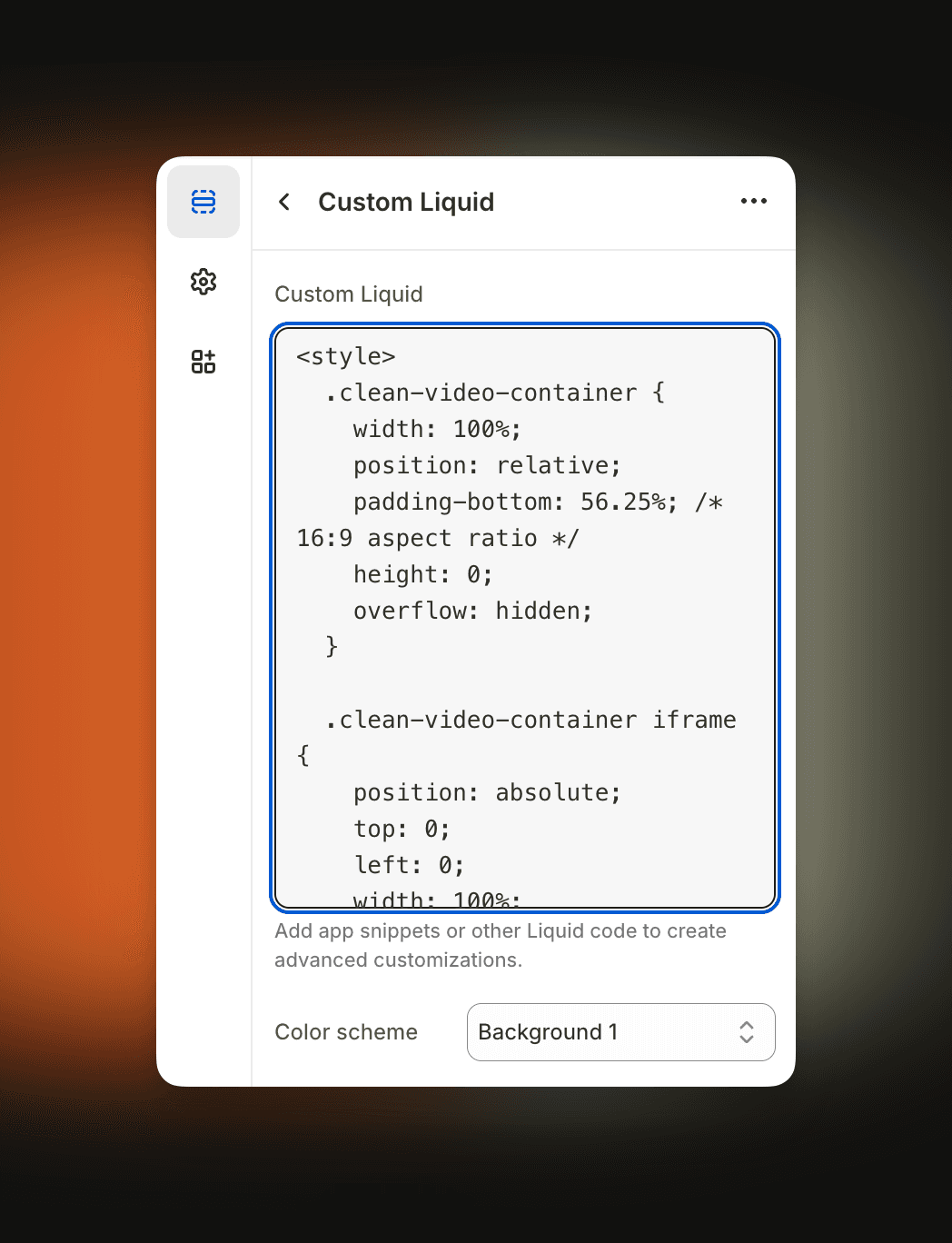 Paste the code into your shopify custom liquid block