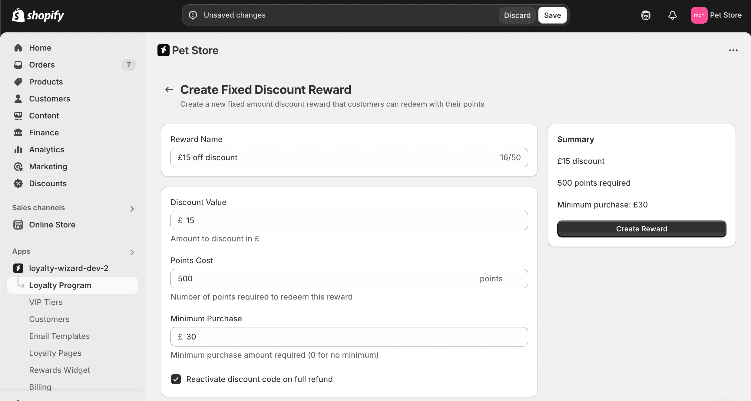 Fixed Discount Reward