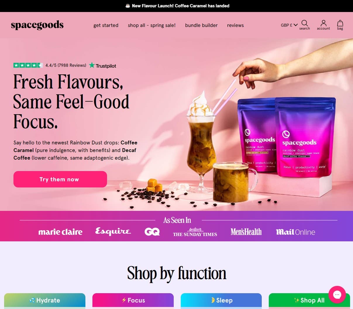 shopify homepage standout example - spacegoods