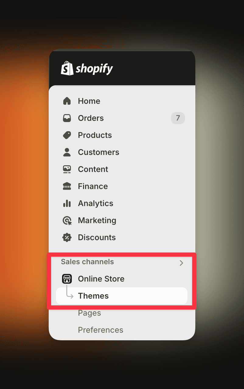 Navigate to your shopify store theme