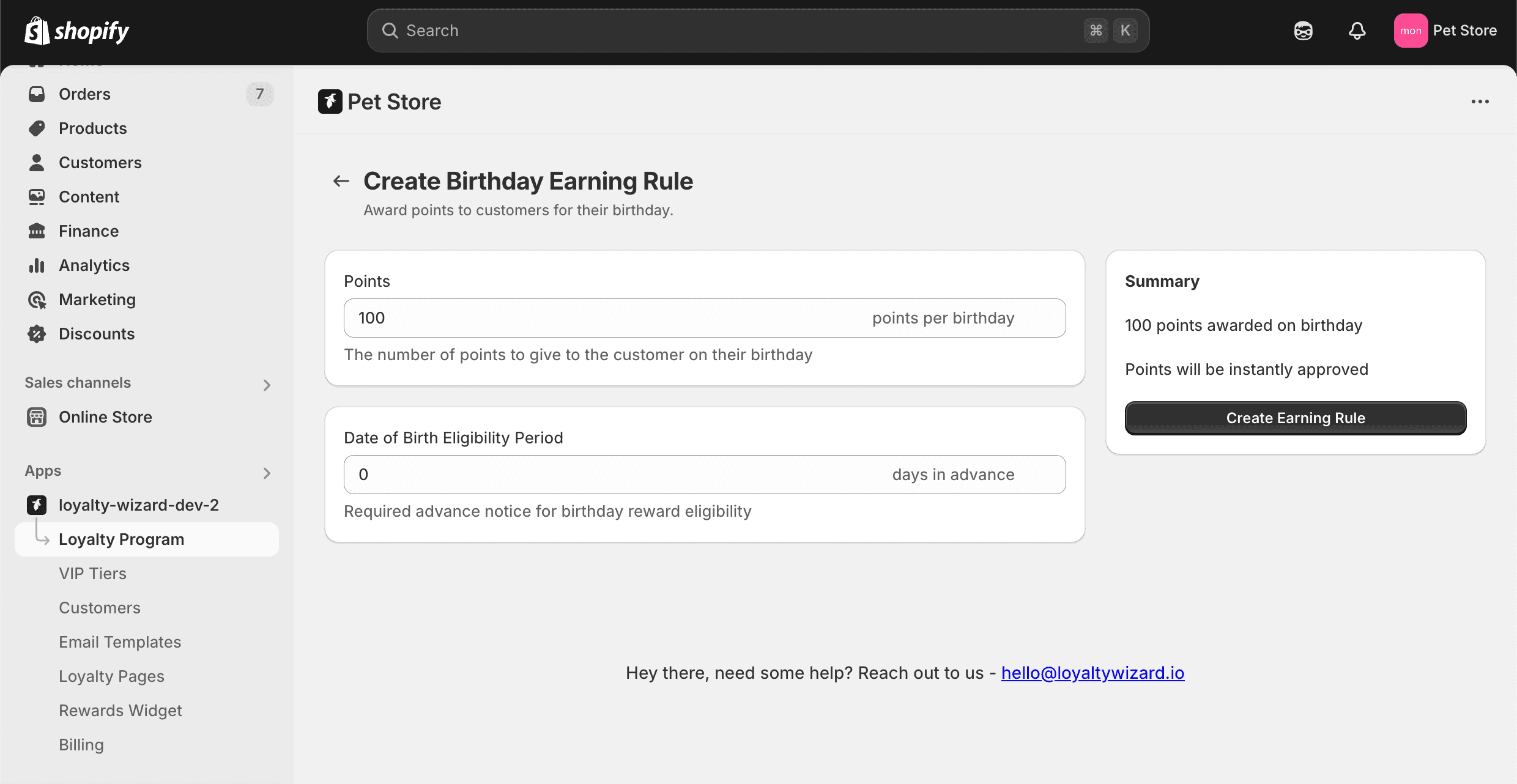 Create Birthday Earning Rule