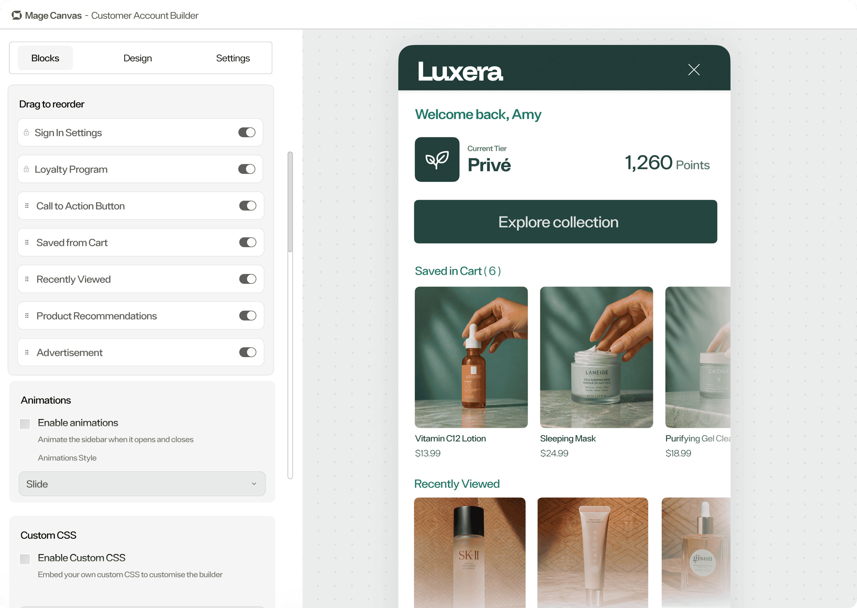 Mage's no-code Shopify account builder, an alternative to Okendo Loyalty